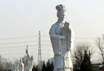 辽阳十二花神汉白玉古风美女石雕像