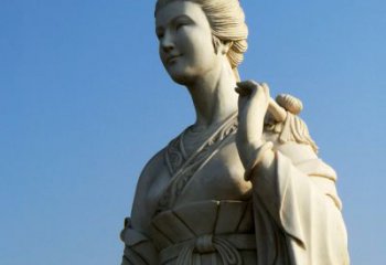 辽阳十二花神九月菊花庞苏汉白玉美女雕像