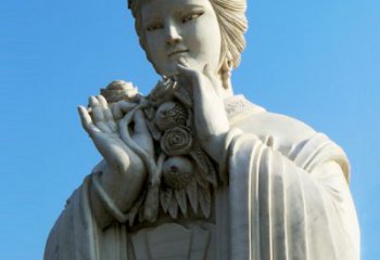 辽阳石榴之美——十二花神之五月石榴李氏汉白玉古代美女雕像