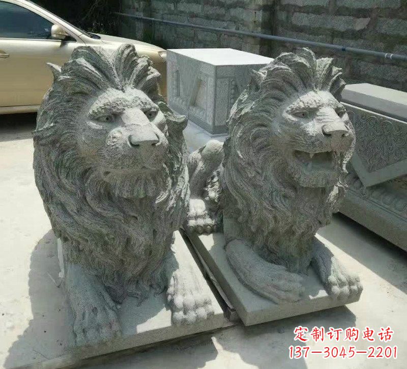 辽阳卧式狮子石雕