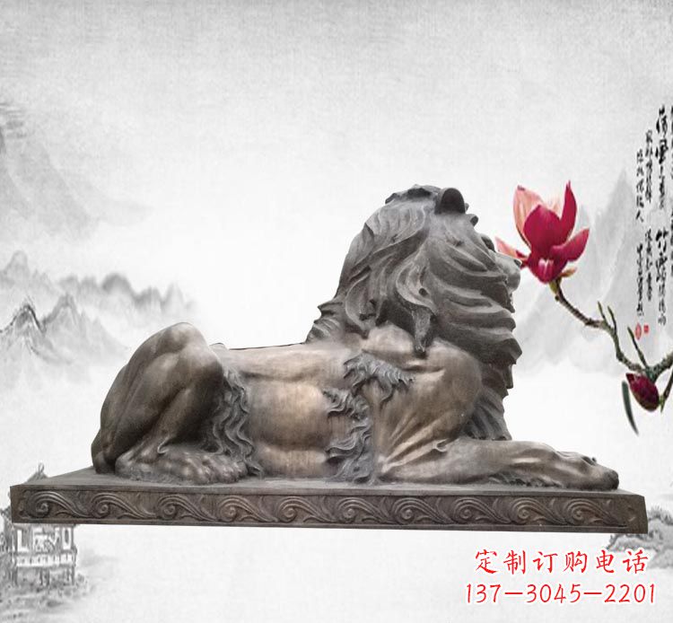 辽阳卧着的西洋狮子铜雕