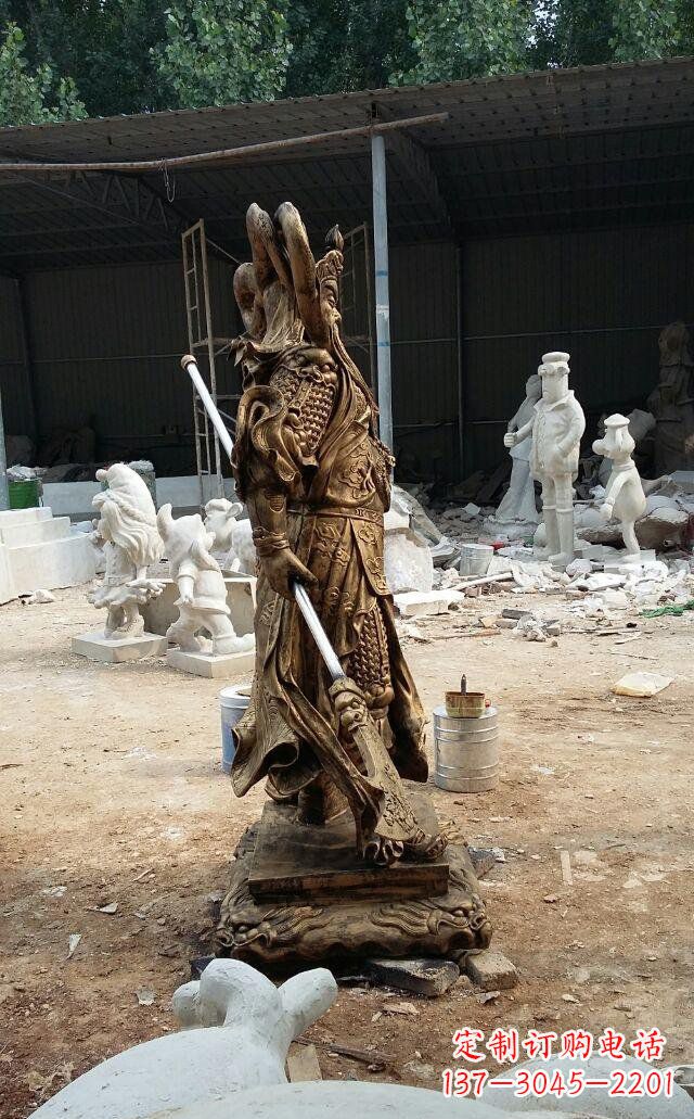 辽阳武财神关公玻璃钢仿铜雕塑