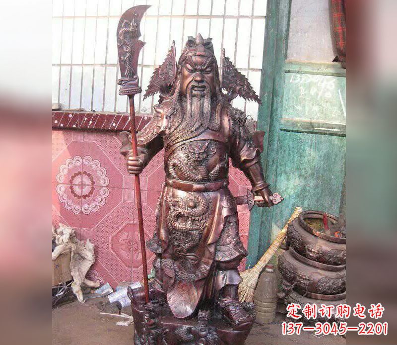 辽阳武财神关公提刀铜雕