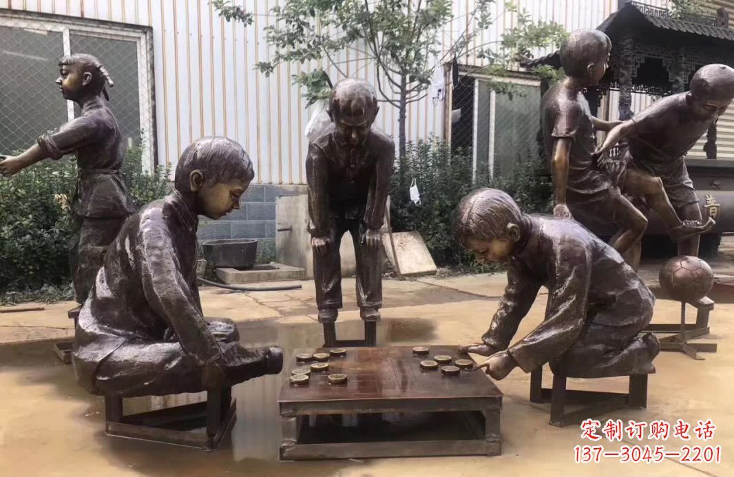 辽阳下象棋儿童铜雕