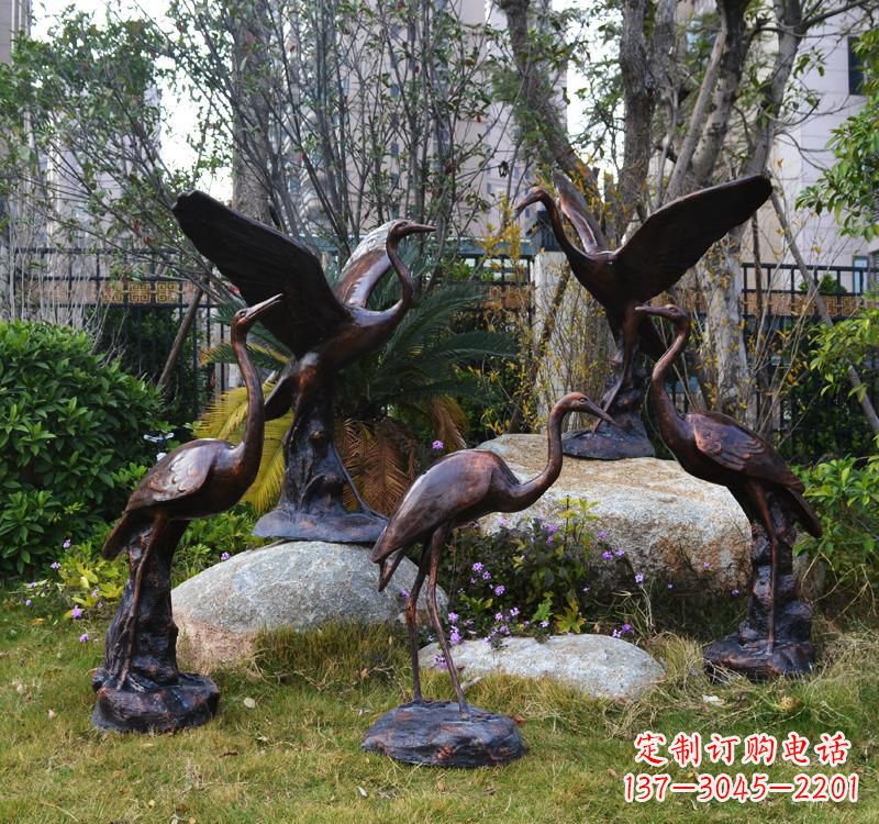 辽阳仙鹤铜雕塑 (2)