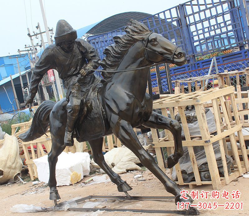 辽阳现代骑马人物公园景观铜雕