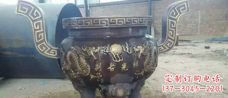 辽阳祥光古刹寺庙香炉铜雕