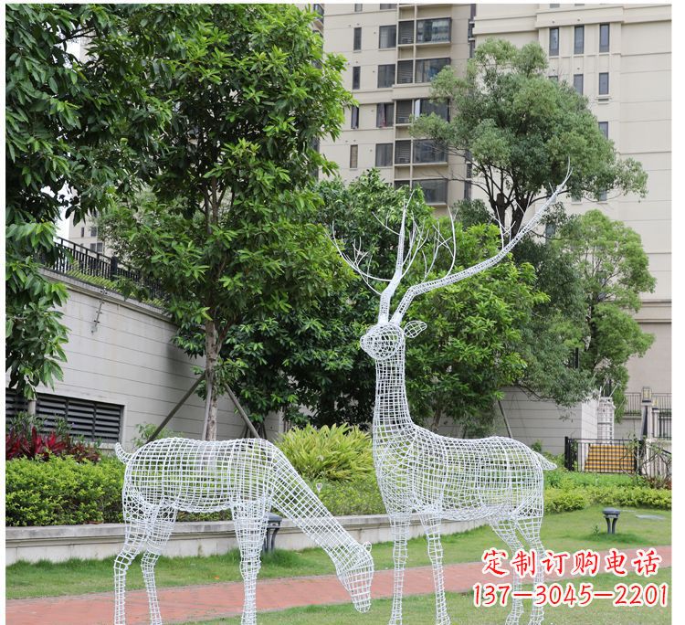 辽阳小区不锈钢镂空梅花鹿鹿雕塑