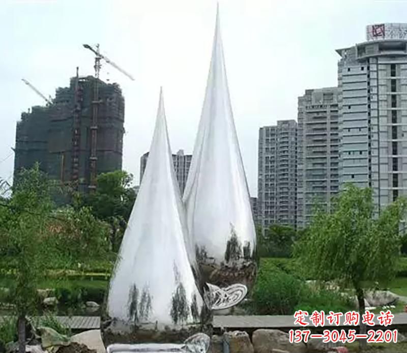 辽阳小区不锈钢水滴雕塑