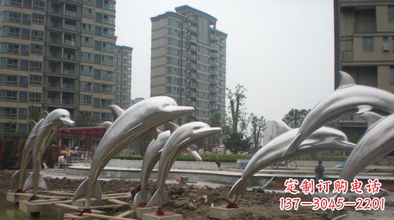 辽阳小区不锈钢跳跃海豚雕塑