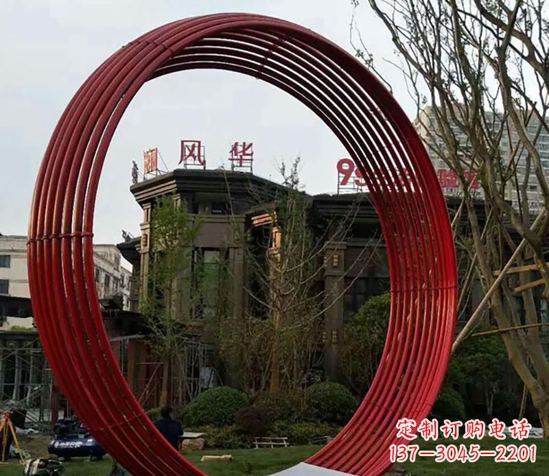 辽阳小区不锈钢圆环景观雕塑