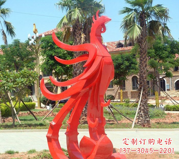 辽阳小区抽象不锈钢凤凰雕塑