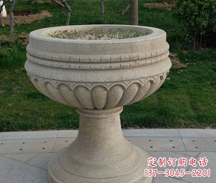 辽阳小区大理石花盆摆件石雕