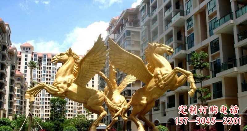 辽阳小区飞马动物铜雕