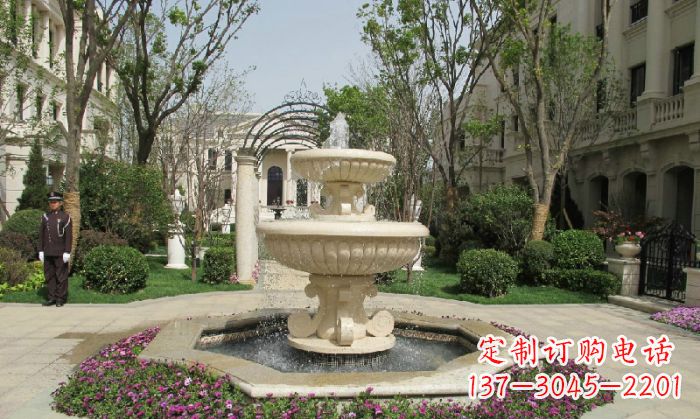 辽阳小区景观大理石喷泉石雕 (7)