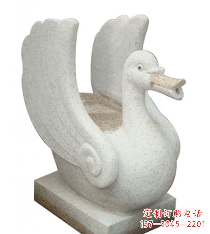 辽阳小区景观大理石天鹅喷泉石雕 (2)
