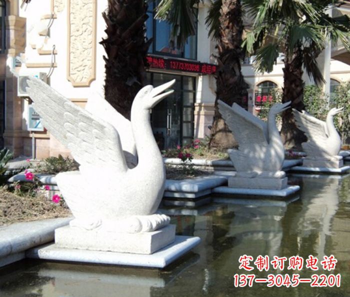 辽阳小区景观大理石天鹅喷泉石雕