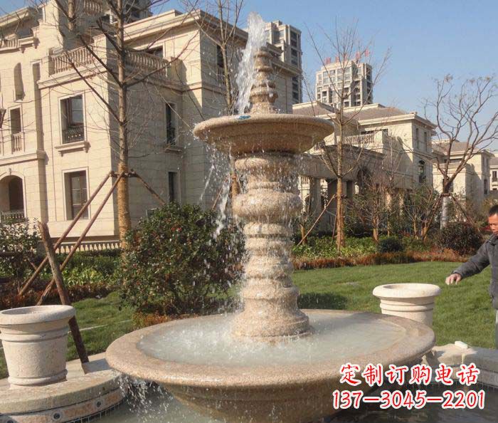 辽阳小区景观多层喷泉石雕 (2)