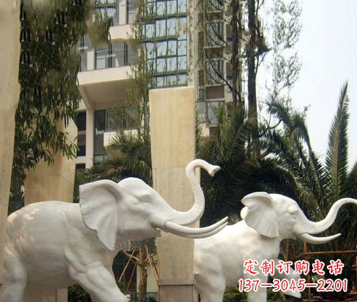 辽阳小区景观汉白玉大象石雕