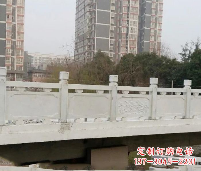 辽阳小区景观汉白玉石雕栏板 (2)