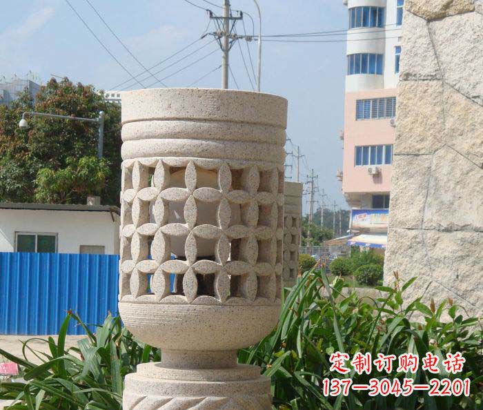 辽阳小区景观镂空石灯石雕