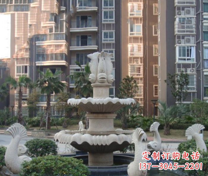 辽阳小区景观鲤鱼喷泉石雕