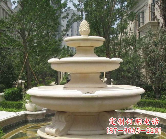 辽阳小区景观晚霞红多层喷泉石雕