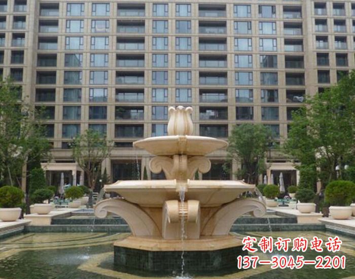 辽阳小区景观晚霞红喷泉石雕 (2)