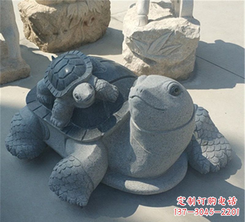 辽阳小区母子乌龟石雕