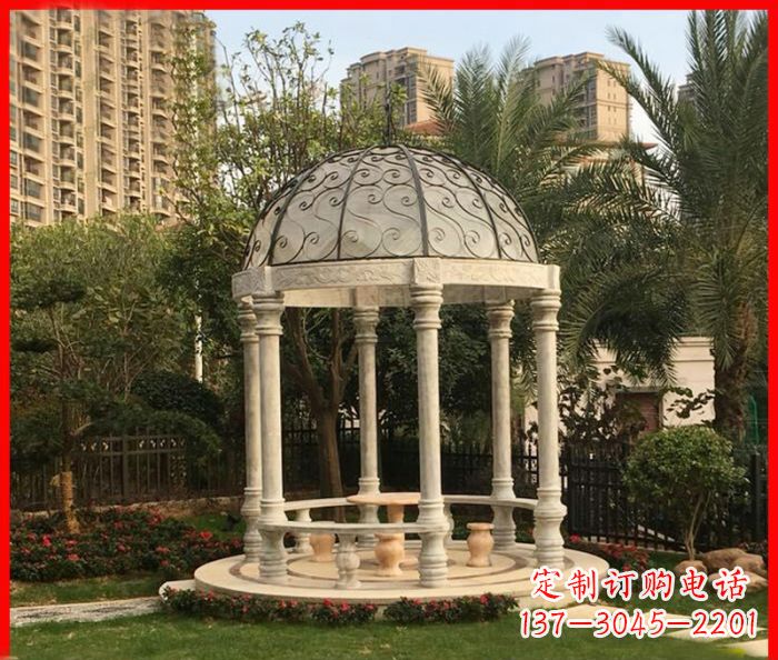 辽阳小区欧式圆顶凉亭石雕 (2)