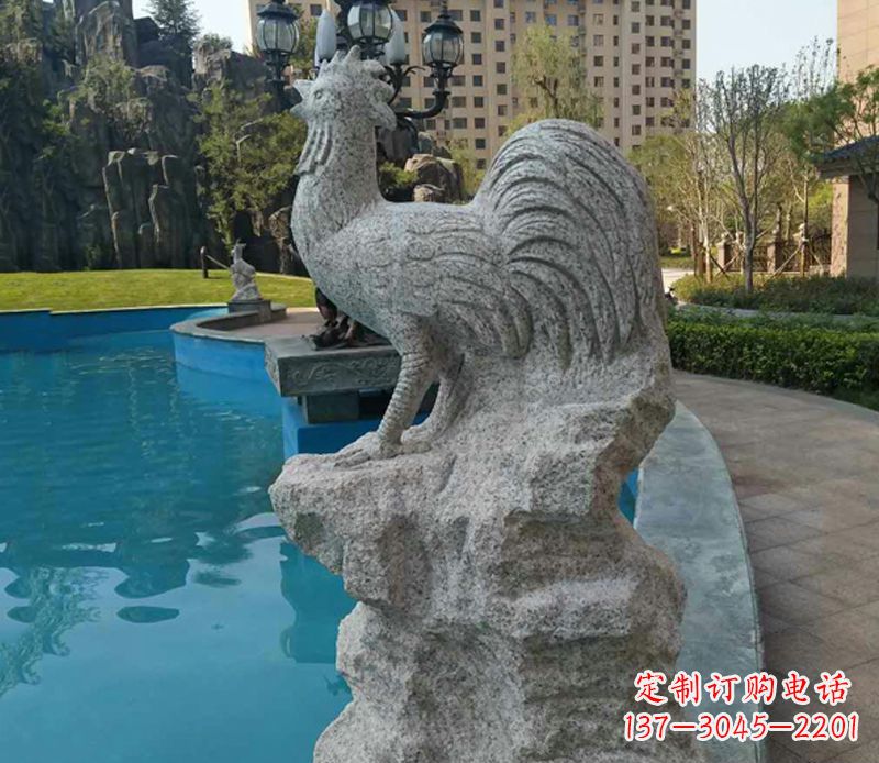 辽阳小区十二生肖鸡动物石雕
