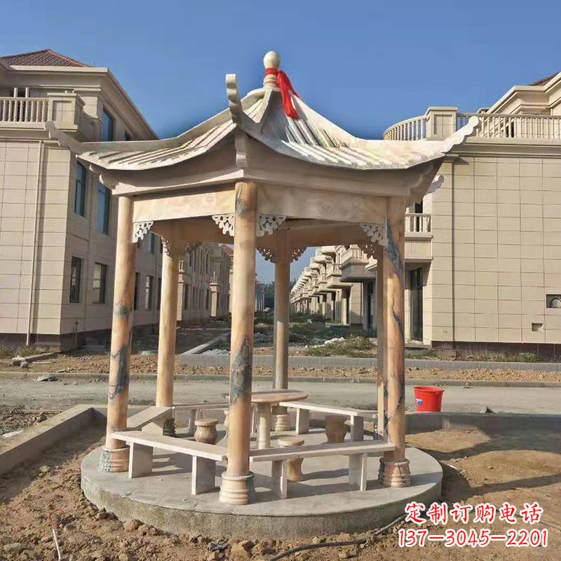 辽阳小区庭院石雕凉亭