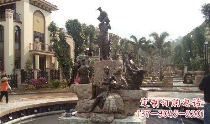 辽阳小区西方美女喷泉人物铜雕