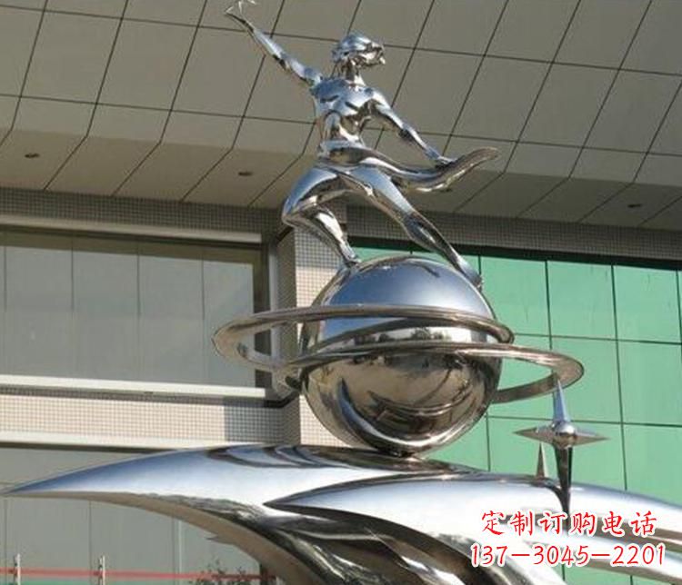 辽阳校园不锈钢地球和学生景观雕塑