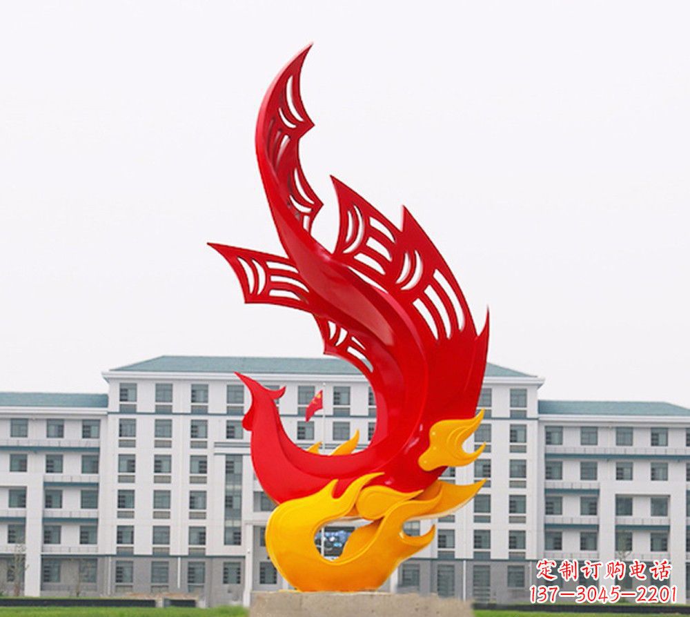 辽阳校园不锈钢凤凰浴火雕塑