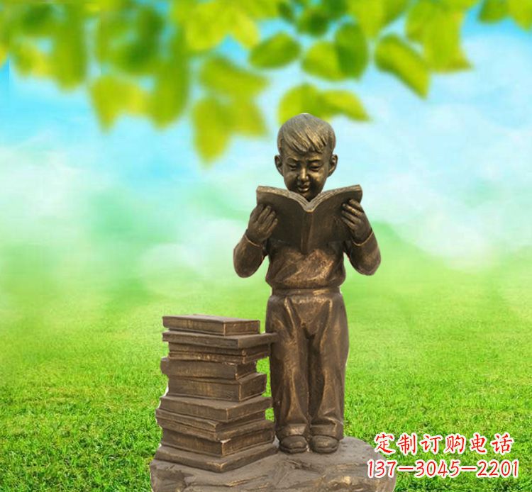 辽阳校园读书的小男孩铜雕