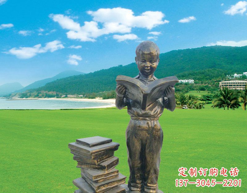 辽阳校园看书的小男孩雕塑