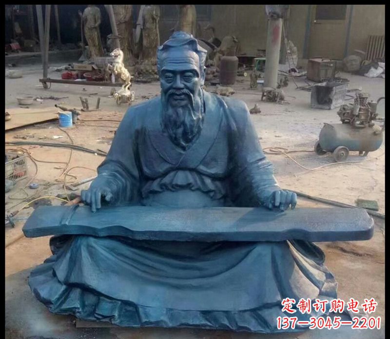 辽阳校园孔子弹琴铜雕