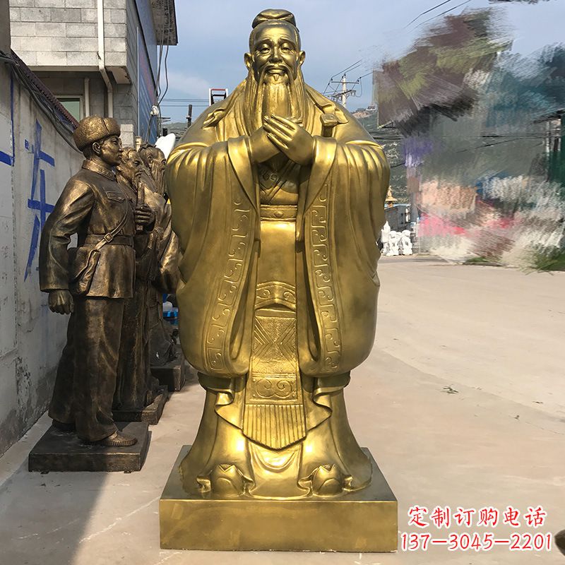 辽阳校园孔子铜雕像