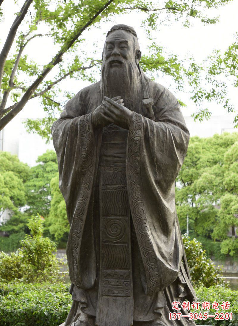辽阳校园孔子行教像铜雕 (2)