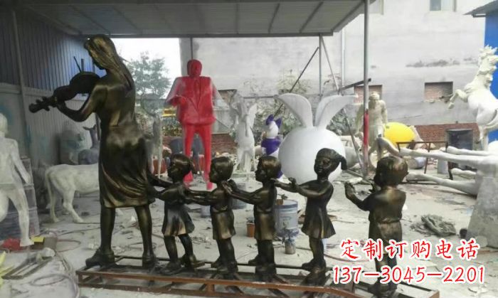 辽阳校园老师和儿童铜雕