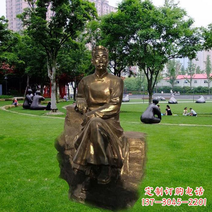 辽阳校园名人鲁迅先生玻璃钢仿铜雕像