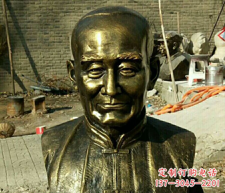 辽阳校园名人叶圣陶胸像铜雕