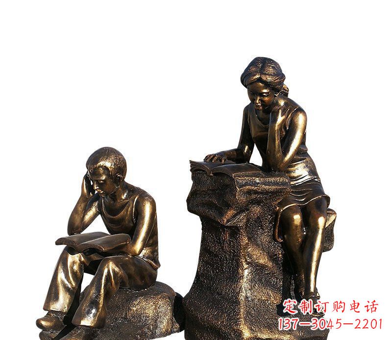 辽阳校园铸铜学生看书人物雕塑