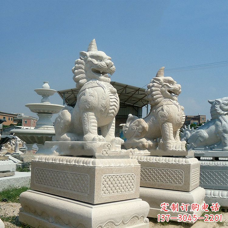 辽阳獬豸 石雕 独角兽-法院大门神兽雕塑