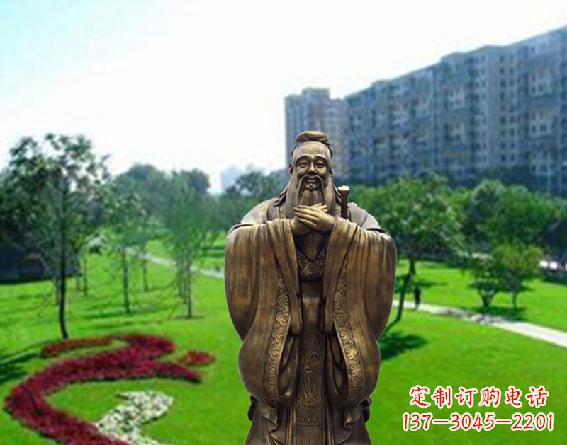 辽阳学校孔子行教像铜雕