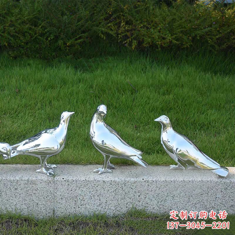 辽阳银白色不锈钢电镀鸽子雕塑摆件