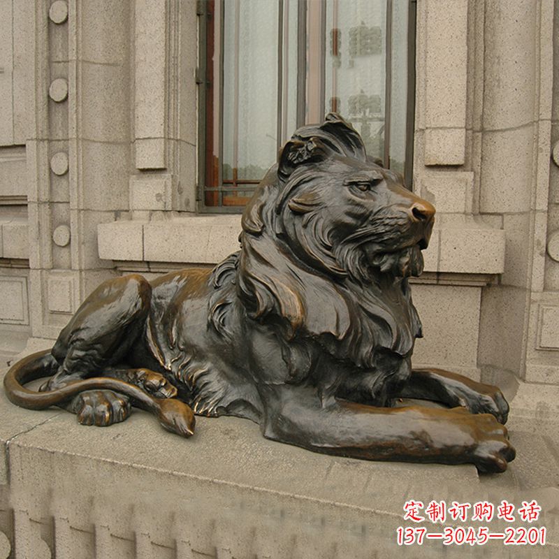 辽阳银行大门铜雕港币狮子看门动物雕塑