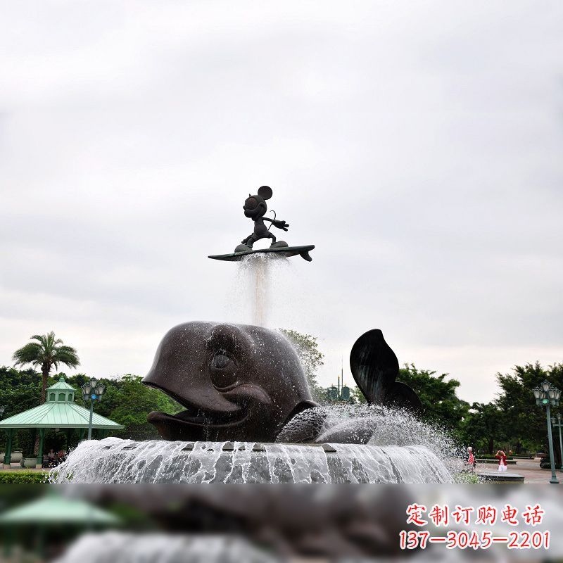 辽阳鱼和小孩水景喷泉