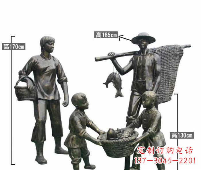 辽阳渔夫捕鱼民俗铜雕 (3)